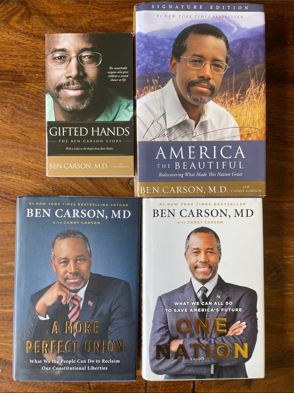 4 BEN CARSON Books America the Beautiful, Gifted Hands, One Nation, More Perfect